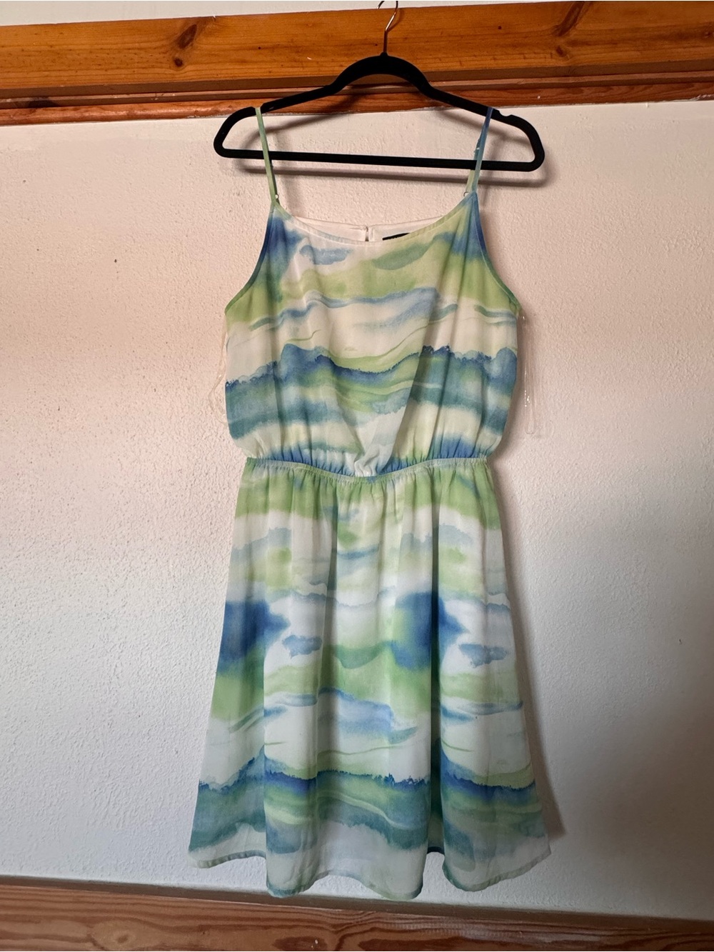Staccato Blue and Green Watercolor Mini Dress